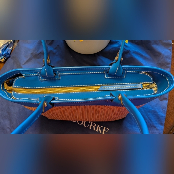 Dooney and Bourke Beacon Woven/Vachetta Tote Set in FRENCH BLUE - Picture 4 of 12